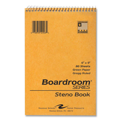 Boardroom Series Steno Pad, Gregg Ruled, Brown Cover, 80 Green 6 x 9 Sheets, 72 Pads/Carton, Ships in 4-6 Business Days