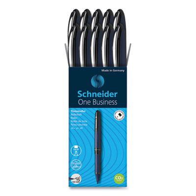 One Business Rollerball Pen, Stick, Fine 0.6 mm, Black Ink, Dark Blue/Black Barrel, 10/Box