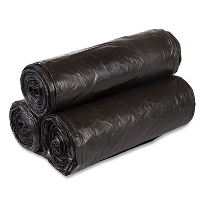 High-Density Commercial Can Liners Value Pack, 60 gal, 19 mic, 43" x 46", Black, 25 Bags/Roll, 6 Rolls/Carton